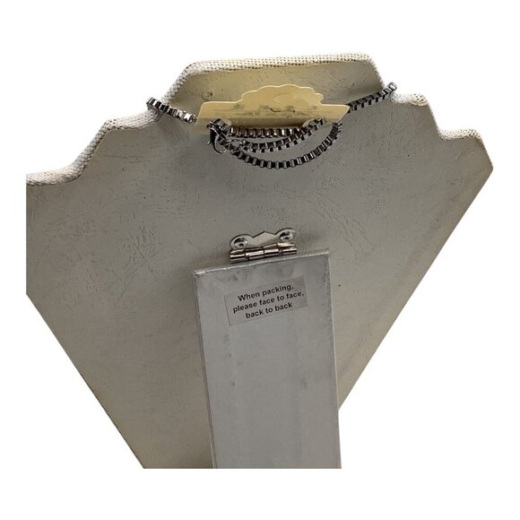 Men’s Rhinestone Cross Pendant Necklace Silver Box Chain - Picture 13 of 16